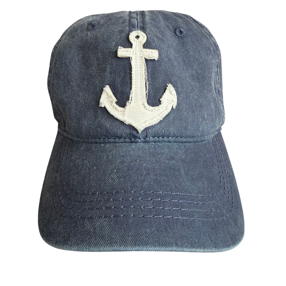 Voodoo Hat Co. Plymouth Anchor Embroidered Adjustable Baseball Cap Blue